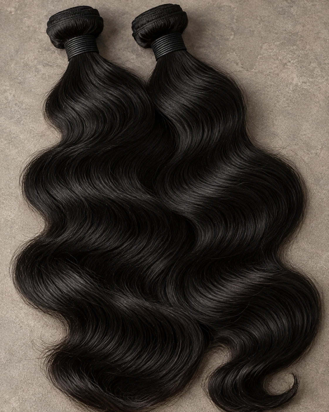 Illustrative wavy hair bundles showing texture and movement